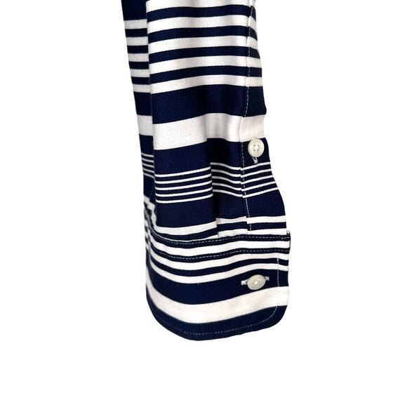 Ralph Lauren Chaps Womens Sz XL Navy Blue No Iron Blouse Shirt Top Button Up - Picture 6 of 11